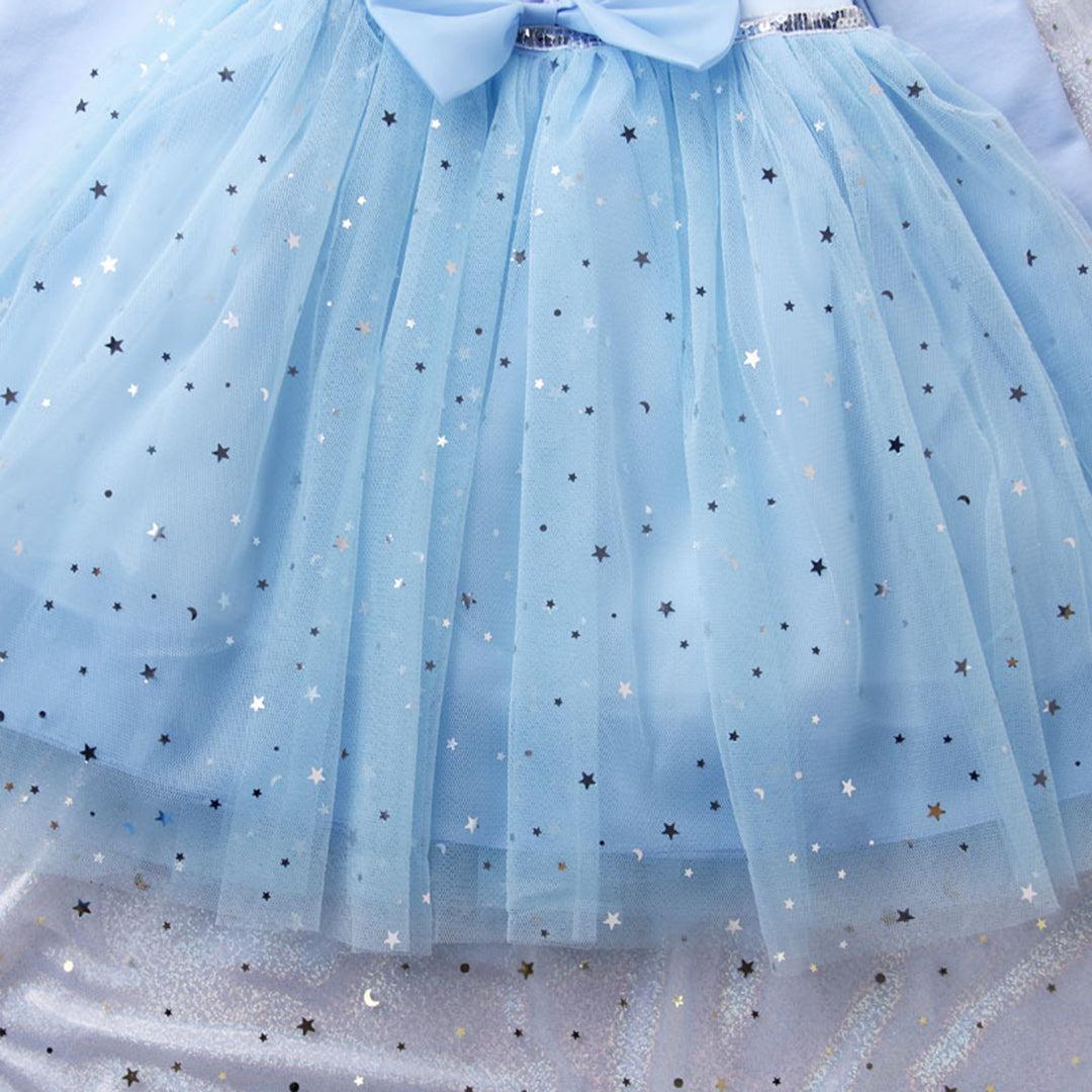 Girls Long Sleeve Frozen Princess Printed Dress Party Dresses