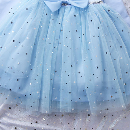 Girls Long Sleeve Frozen Princess Printed Dress Party Dresses   