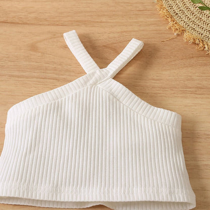 Girls Halter Neck Crop Top with Joggers Set